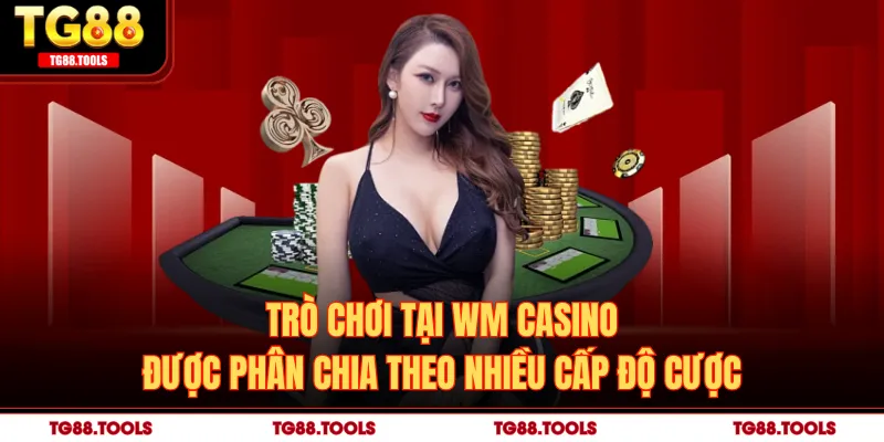 Trò chơi tại WM Casino được phân chia theo nhiều cấp độ cược